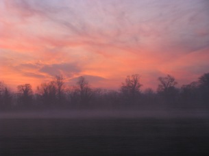 Jan 13... a Friday, train window sunrise...
