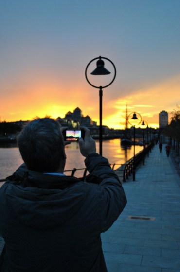 Take that happy snap big boy... take that happy snap!! Dublin Quays October sunset...
