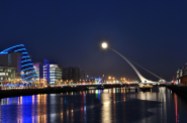 The Cherry? 25 Feb, Full moon adds to the colour... the Convention Center, Samuel Beckett Bridgewith the moon at the tip, al la ET style!!