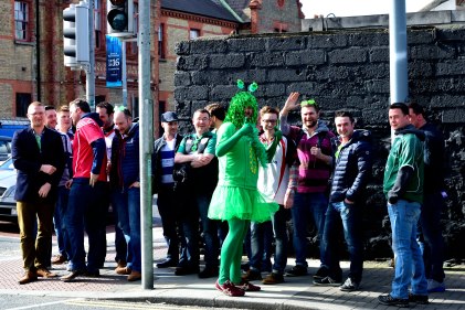 Just how creative must one be to attend a rugby game?? Ask that fella in the green... he may have the answer!