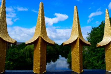 Gold spikes atop the bridge railings... one of the many bridges crossing Dublin's Liffey!