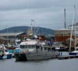 Silver - aluminium hull in Arklow Harbour